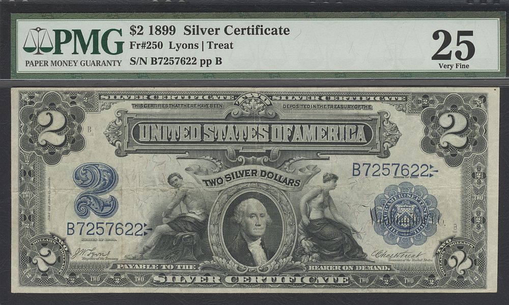 Fr.250, 1899 $2 SC, B7257622, PMG-25